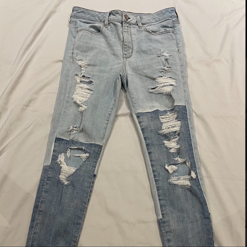 American Eagle Ripped Patch Work Jeans - image 1